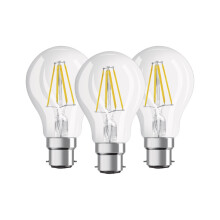 OSRAM LED Base Classic A / LED-lamp in bulb shape with B22d-base / not dimmable / for 60 Watt / filament style clear / warm white - 2700 Kelvin / pac