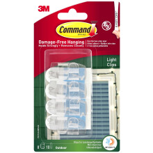 Command Clear Outdoor Light Clips with Adhesive Strips - 8 Mini Hooks and 10 Small Adhesive Strips - Decoration clips for Hanging Lights Outdoors - D