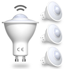 Doright 4pcs LED Smart Motion Sensor Light Bulbs GU10 PIR Detection Spotlight 5W Warm White 3000k 500Lm Auto On/Off LED Security Light Lamp for Stair