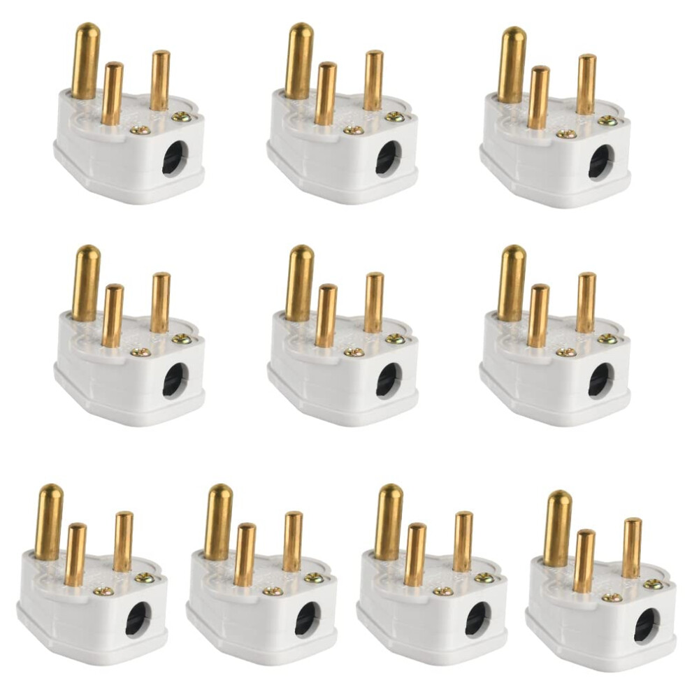 Photos - Other Electrical Equipment FOROREH 10Pcs 5A Pin Plugs, 3-Pin Mains Plug Adaptor, White 3 Pin Lighting Plugs for Stage Lighting Lamp, Flood Lights, Spot