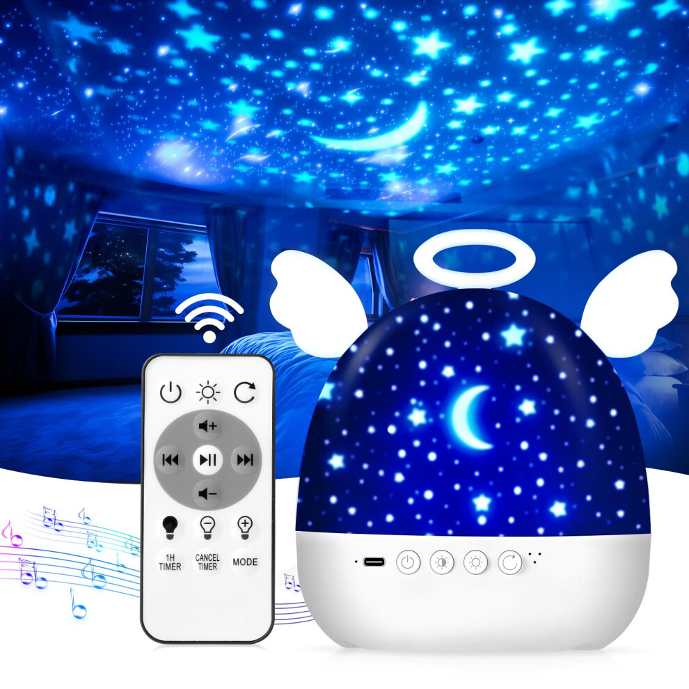 Diboniur Baby Night Light Projector Night Light Kids, 22 Films+20 Lullabies, Baby Sensory Lights for Autism, Star Projector Light for Kids Bedroom, R