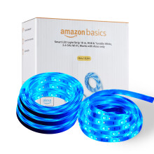 Amazon Basics Smart LED Light Strip 10m, RGB & Tunable White, 2.4 GHz Wi-Fi, Works with Alexa Only, Multicolor