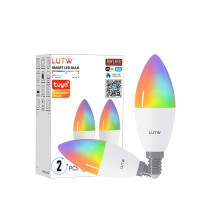 LUTW Smart Light Bulb E14, 5W 470LM C37 Alexa Light Bulbs E14, Color Changing Light Bulb, Compatible with Alexa and Google Home, RGB WiFi&Bluetooth 2