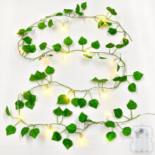 Dalugo Ivy Battery Fairy Lights, 2M 20LED Warm White Battery Operated Vine Fairy Lights with 6h Timer, IP65 Waterproof Artificial Ivy Leaf Garland wi