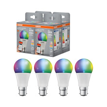 OSRAM Smart+ RGBW, B22d LED lamp with Matter Over WiFi, Specially Designed for Alexa - Easy Setup with one Click, 60W Replacement, Warm White to Cool