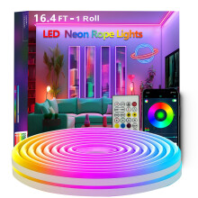 Bvokon 5M Neon Rope Lights,Flexible Led Rope Light Control with App/Remote,Multiple Modes,Music Sync,IP65 Outdoor RGB Led Strip Lights Waterproof