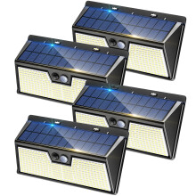 nipify 318LED Solar Security Lights Outdoor Motion Sensor, 4 Pack 3 Modes Solar Powered Fence Light Waterproof, Bright Pir Wall Light for Garden Yard