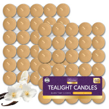 SOL 60pk Tea Light Candles Indulgent Vanilla – 3.5 Hour Burn Time, Scented Tea Lights Candles, Long-Lasting & Ideal Home Decor, Relaxation, Romantic