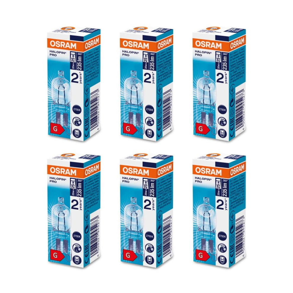 Halogen Halopin Light Bulb Dimmable Clear G9 230V 20 Watt = 25 Watt 2 Pin Base Replacement Capsule Bulbs 2700K Warmwhite-image-OPC-PK55Q9B-NEW