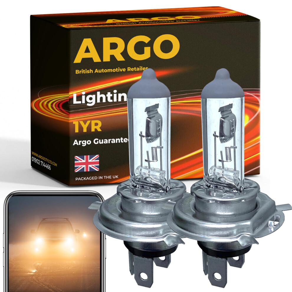 Argo H4 Head Bulbs (472) 55W Halogen 12V Car Head Bulb High Low Dipped Main Beam P43t Pure Original Quality Car Bulbs Light 76183751