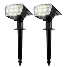 TECKNET Solar Spot Lights Outdoor Garden - Dusk to Dawn 6500K Cool White Light Solar Powered, 3 Brightness Levels Pathway Lighting IP65 Waterproof fo
