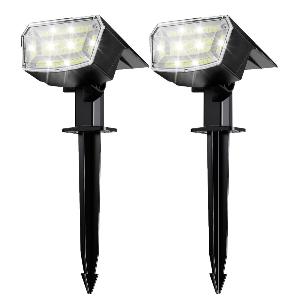 Tecknet Solar Spot Lights Outdoor Garden - Dusk To Dawn 6500K Cool Solar Powered, 3 Brightness Levels Pathway Lighting Ip65 Waterproof Fo White/Light