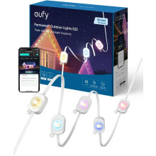 eufy Permanent Outdoor Lights E22, 50ft with 30 Triple-LED, Smart RGBWW Christmas Lights, Daily and Holiday, IP67 Waterproof, AI Lighting Themes for