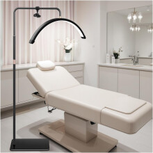 yAyusi Lash Light for Eyelash Tech, Foldable Floor Lamp for Eyelash Extensions, LED Half Moon Light Lash Tech with Phone Holder, Dimmable Esthetician