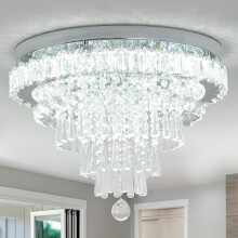 Cainjiazh 18" Crystal Flush Mount Ceiling Light Fixtures LED Chandelier Light Fixture Crystal Chandeliers Ceiling Lamp for Kitchen Hallway Foyer 6500