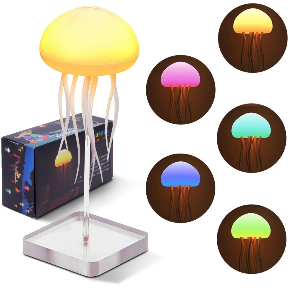 Starnearby Jellyfish Lamp, Led Fantasy Jellyfish Rgb Gradient Voice Control Jelly Fish Mood Lamp With Dancing Tentacles, For Kids Bedrooms Living Room De Light