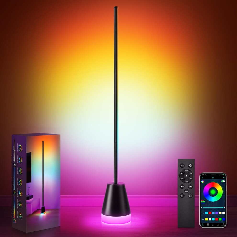shirylzee LED Floor Lamp, RGBICW Black Corner Lamp,Smart Standing Lamp with 16 Million Colors, 200+ Scene Modes, Music Sync, with Remote and APP,Dimm-image-OPC-PK55R5R-NEW
