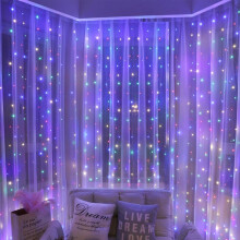 LED Window Curtain String Light Multicolor, 8 Modes Decorative Fairy String Lights, 3x3 Meter 300 LED String Lights for Bedroom Garden Party Festival