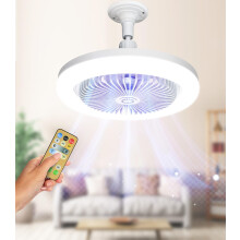 Alljia Ceiling Fan with Lights and Remote, 2 in 1 Quiet Fans with Light, 3 Color E27 Lamp Dimmable, 1/2/4H Timing, 3 Speeds Fan Light for Living Room