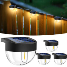 btfarm Solar Fence Lights Outdoor Garden, 4 Pack Retro Deck Lights with Edison LED Blub, Waterproof Step Solar Powered Outdoor for Stairs Yard Deckin