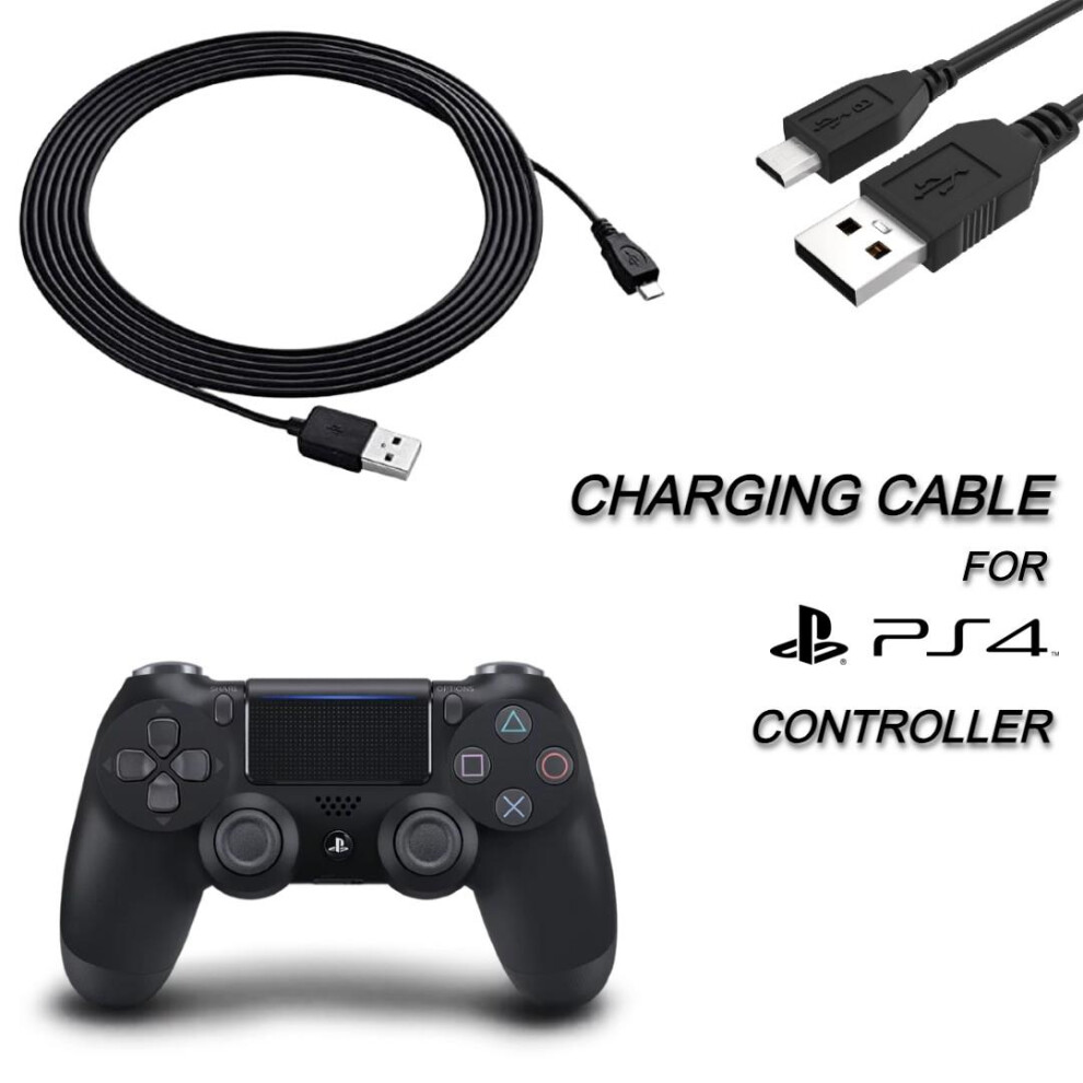 3M Long Micro Usb Charging Cable For Ps4 Controller Â Play & Charge Lead Black 659355498361
