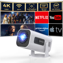 Polocsh Mini Projector 4K Support with Android TV 11,Auto Keystone &180 Rotation,Native 1080P WiFi 6 BT5.2 Built-in Speaker Portable Outdoor Project