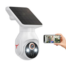 GlowPop Wireless WiFi 1080p Security Camera with Solar Panel, 360 Pan & Tilt, Spotlights, Battery Powered, AI Human Detection, 2-Way Talk, Color Nig