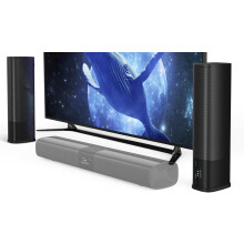 Saiyin Soundbar for TV, Sound Bar with Optical/ARC/AUX and Bluetooth 5.3 Inputs, 50W Peak Power, Surround Sound System with Flexible Placement Option