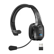 TECKNET Wireless Headset, Bluetooth Headset With Microphone Noise Canceling & USB Dongle, On Ear Headphones with 55H Long Working Time, USB Headset f
