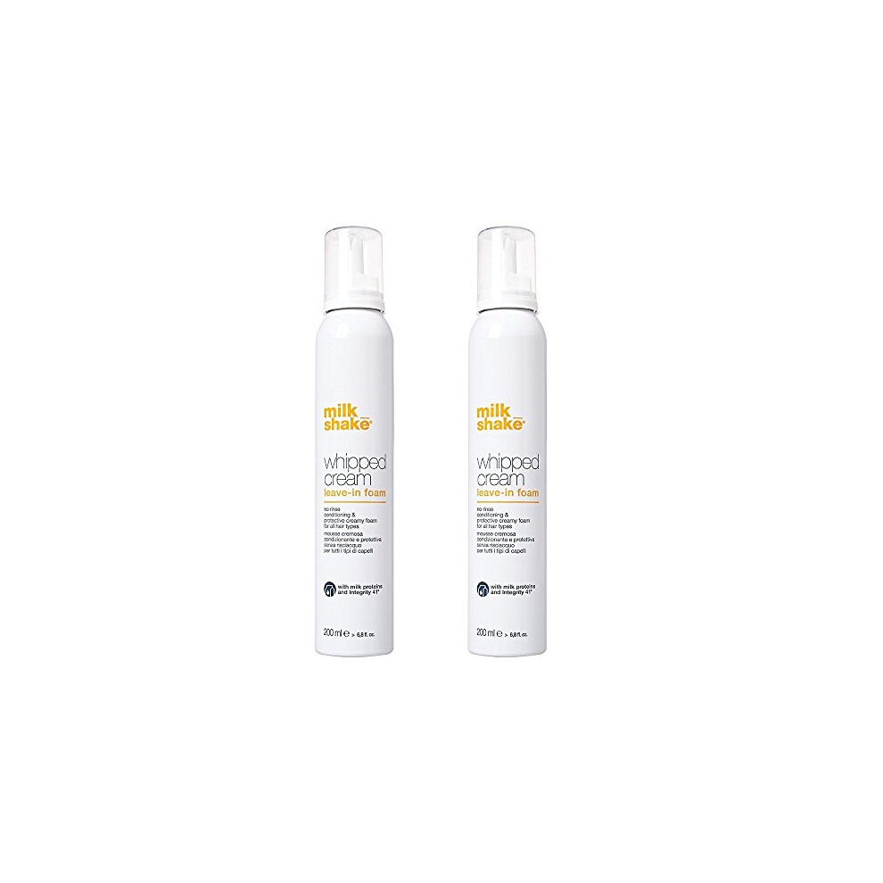 Milk shake whipped cream leave in foam, duo pack of 2 x 200 ml, conditioning and protective creamy foam for all hair types, 400ml