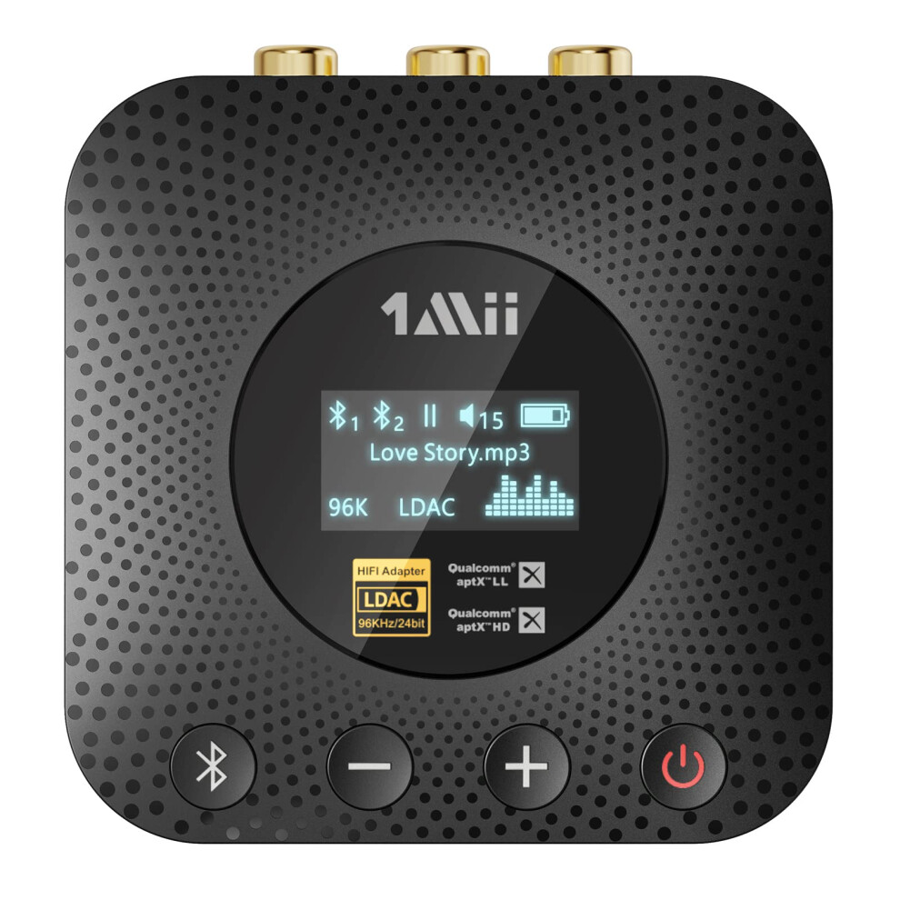 1Mii B06HD+ Hi-Res Bluetooth 5.1 Music Receiver for Home Stereo w/LDAC, Hi-Fi Bluetooth Adapter w/Audiophile DAC aptX HD Volume Control OLED Display,-image-OPC-PK55SVP-NEW