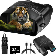 AKADE Night Vision Goggles, 4K Infrared Night Vision Binoculars for Adults with 32GB TF Card & 5x Zoom & Anti-Shake Motion Detection for Surveillance