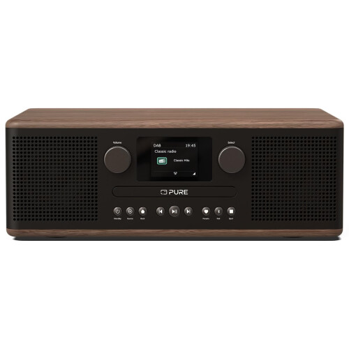 Pure Pure Classic C-D6 Music System (CD Player, DAB+/FM, Bluetooth, AUX, USB, Alarm Sleep Timer) Coffee Black/Walnut