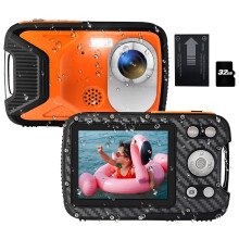 Waterproof Digital Camera 17FT 30MP Small Underwater Cameras with a Battery and 32GB Micro Card,Waterproof Camera for Snorkeling Fill Light Compact C