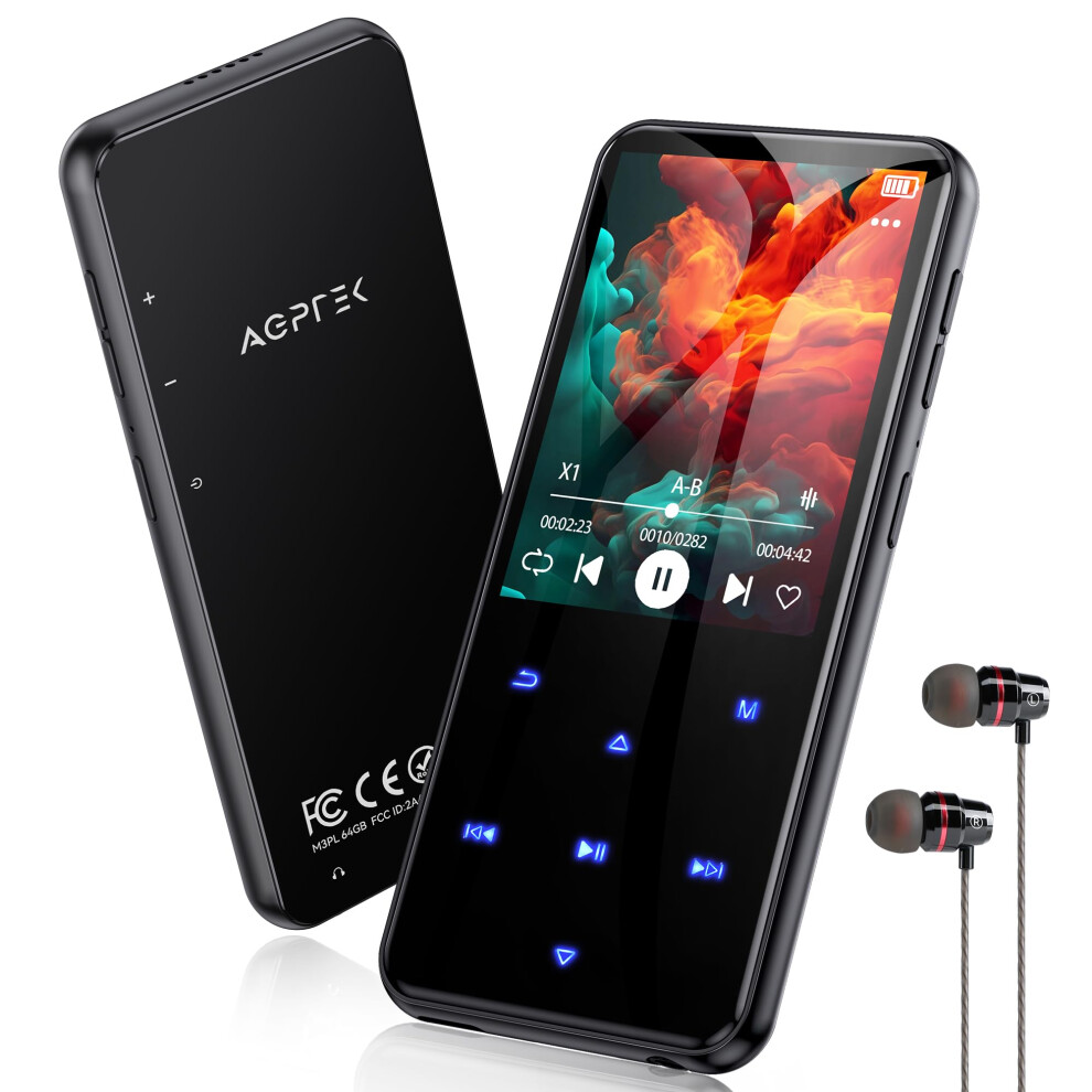 Agptek Mp3 Player With Bluetooth 5.3, 64Gb Internal Memory Expandable Up To 128Gb, 2.4 Inch Music Player With Speaker And Fm Radio, Earphone Included 30363274