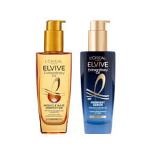 L'Oréal Paris Elvive Extraordinary Oil Nourished Hair Treatment Set, Ultimate Day & Night Routine for Dry Hair, Bundle 2 x 100ml