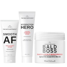 The Bald Brothers 3 Piece Full Bald Head Care Set | Complete Skincare Set for Men | Cleanse, Exfoliate, Hydrate & Moisturise | Vegan | 60-90 Day Supp