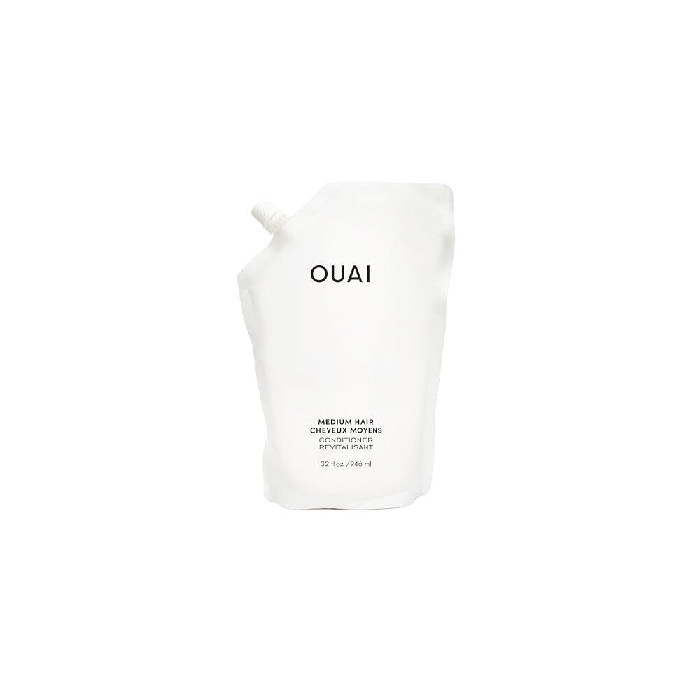 Ouai Medium Conditioner Refill - Hydrating Hair Conditioner With Coconut Oil, Babassu Oil, And Keratin - Strengthens, Repairs And Adds Shine - Parabe