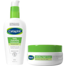 Cetaphil Hyaluronic Acid Face Cream Skincare Set, Daily Hydrating Moisturiser 88ml + Hydrating Night Cream 48g, For Sensitive Skin