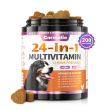 Carmelie 24 in 1 Dog Multivitamin Supplements - 200 Chewable - Senior Puppy Natural Dog Vitamins and Supplements - Hip & Joint Support, Gut & Skin
