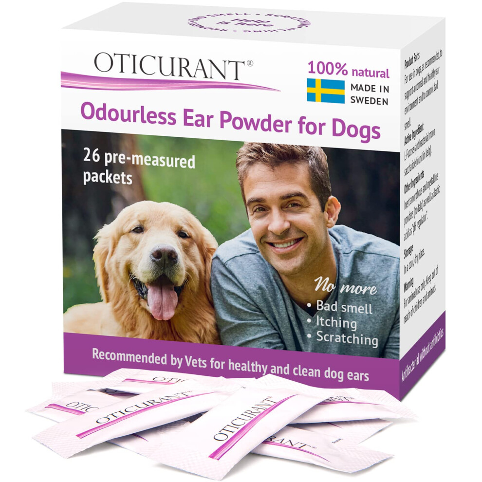OTICURANT Dog Ear Powder | No more Itching, Scratching or Bad Smell | Reduces Waxy Build Up | No Cleaning Solution Drops or Wash Needed | 26 Easy-Dose-image-OPC-PK55THF-NEW
