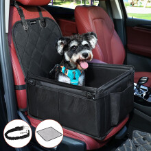 KYG Dog Car Seat - Extra Stable, Waterproof, Non-Slip, Scratch Proof for Small Medium Dogs - Suitable for Back and Front Seat (Black)