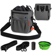 BABEYER Dog Treat Pouch Bag, Dog Walking Bag, Puppy Training Pouch with Collapsible Water Bowl, Built-in Training Clicker, Adjustable Belt and