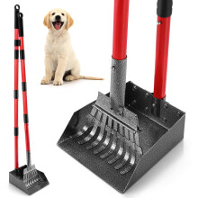 Ormalla Pooper Scooper for Dogs, Sturdy Stainless Steel Dog Poop Scooper for Large Medium Small Dogs, Detachable Metal Rake & Tray Set for Yard,