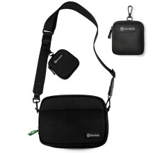 Purrfects Dog Walking Bag Includes Mini Dog Treat Pouch (Black) - Crossbody Strap, Detachable Treat and Poop Bag Dispenser with Easy Clip-On Poop Bag