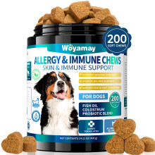 Woyamay 200 Skin & Seasonal Support Treats for Dogs, Skin Comfort Chews for Coat, Paws with Salmon Oil & Omega-3, Supports Seasonal Comfort, Chicken