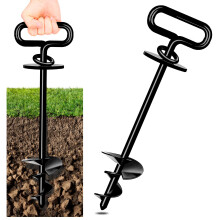 Ground Anchor Dog, Dog Stake for Medium to Large Dogs up to 220 lbs, Spiral Blade Dog Stake for Yard Beach Lawn Outdoor (Black)