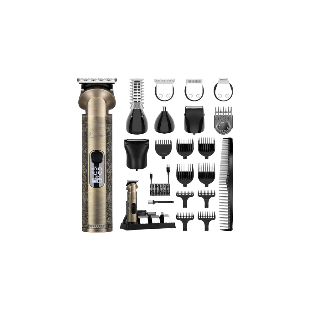 Hatteker Beard Trimmer Kit Professional Hair Clipper Zero Gapped T-Blade Electric Razor Shaver For Nose Ear Body Face Mustache Trimmer For Men Cordle