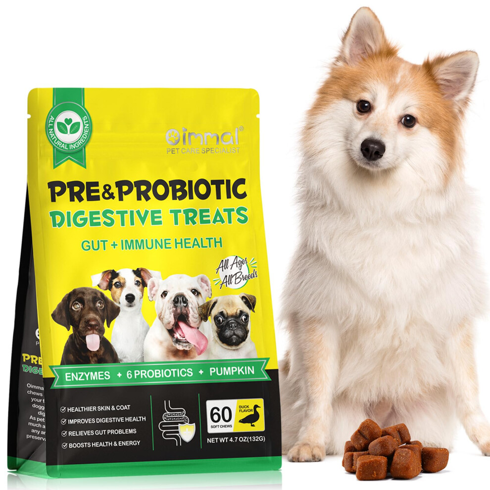 Probiotic Chews for Dogs,Support Dogs Digestive Enzymes,Gut Health,Yeast Balance,Immune Supplement,Probiotics Treats Suitable for All Ages and Breeds