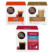 NESCAFÉ DOLCE GUSTO Decaf Variety Pack Coffee Pods (Pack of 3, Total 48 Decaffeinated Capsules) – Lungo, Café Au Lait, Americano